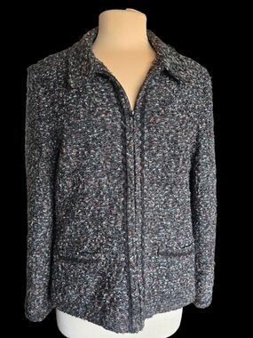 Sag Harbor Petite Multicolor Tweed Blazer - Gray Base